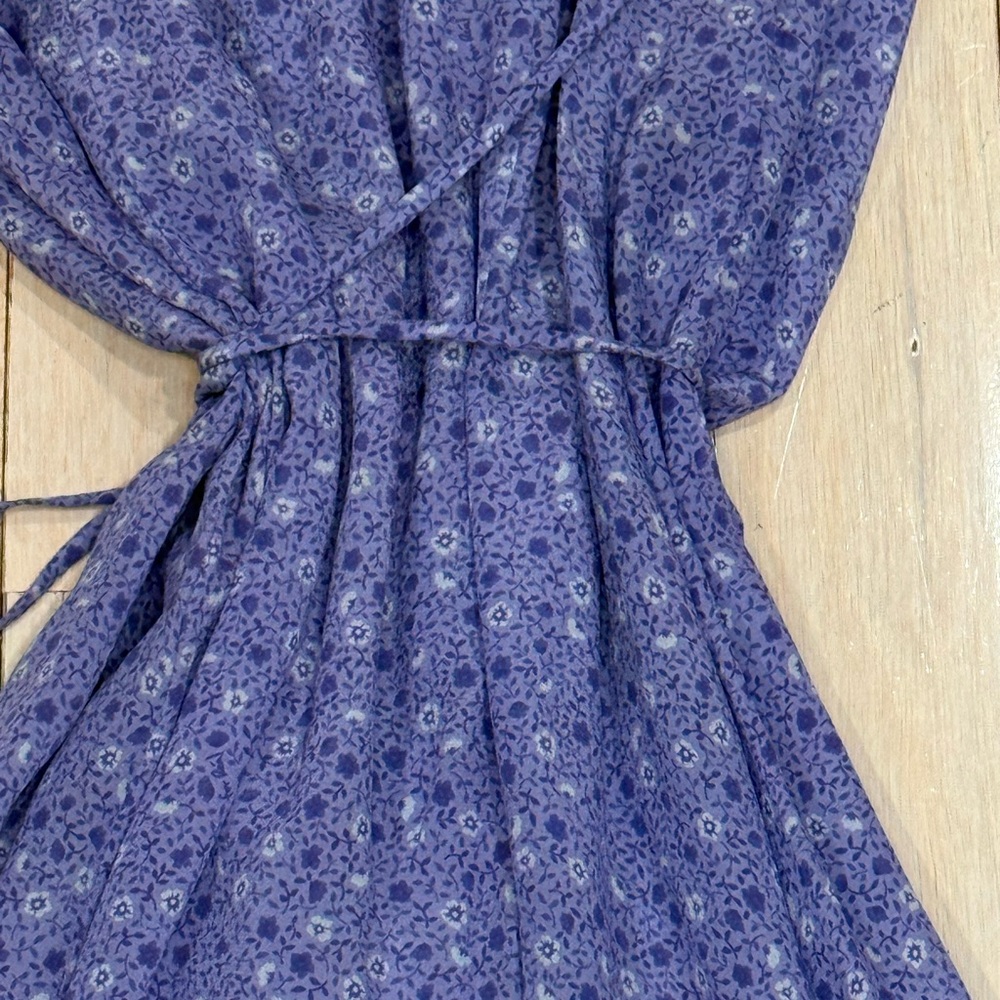 Realisation Par Lavender Floral Mini Wrap Dress with Ruffles sz Small - Picture 5 of 7
